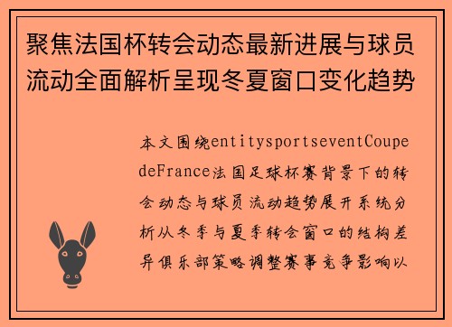 聚焦法国杯转会动态最新进展与球员流动全面解析呈现冬夏窗口变化趋势